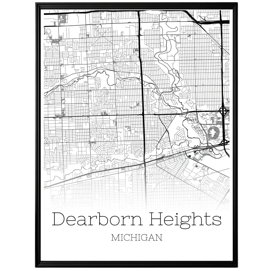 Dearborn Heights Michigan City Map Poster - GroovyGrove