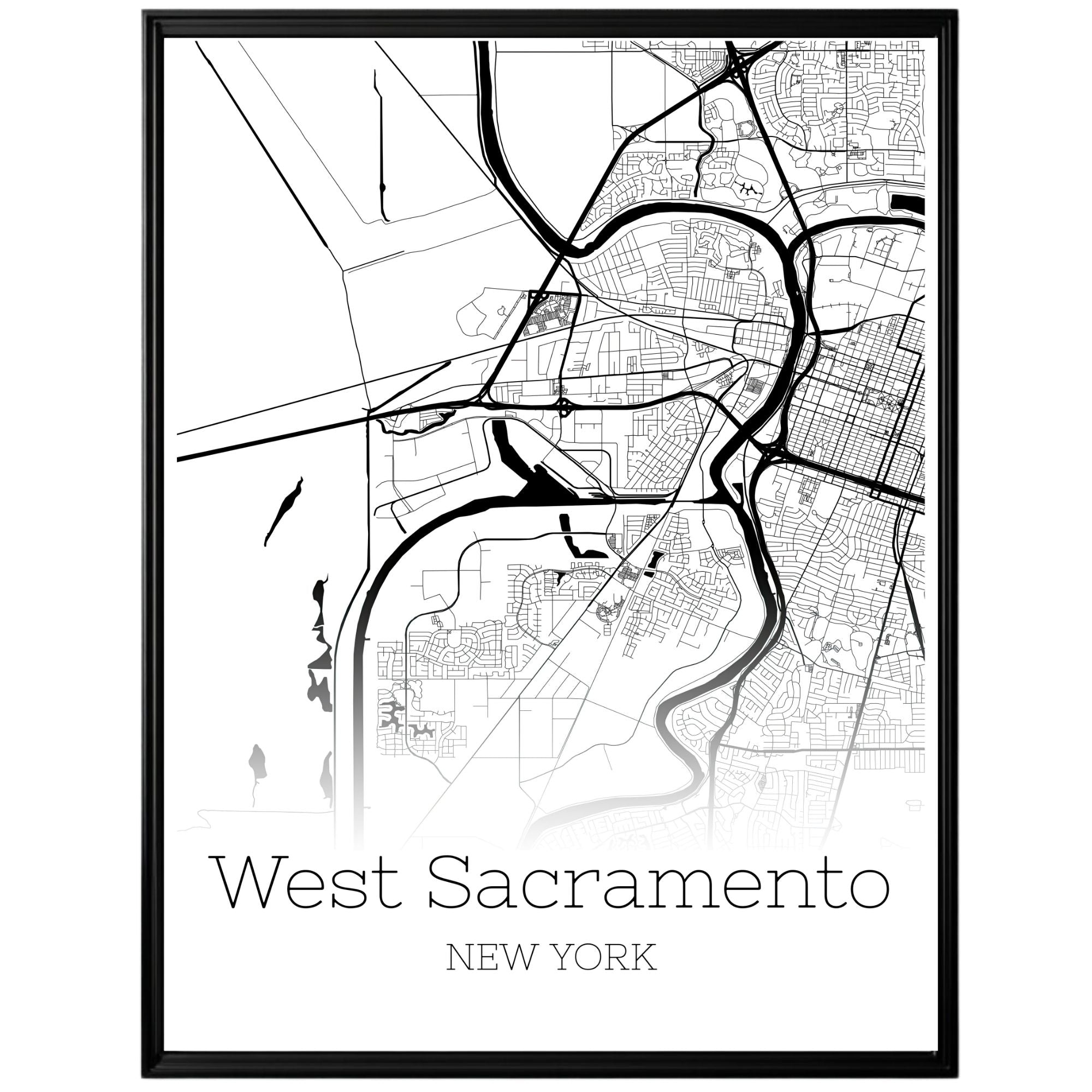 West Sacramento California City Map Poster - GroovyGrove