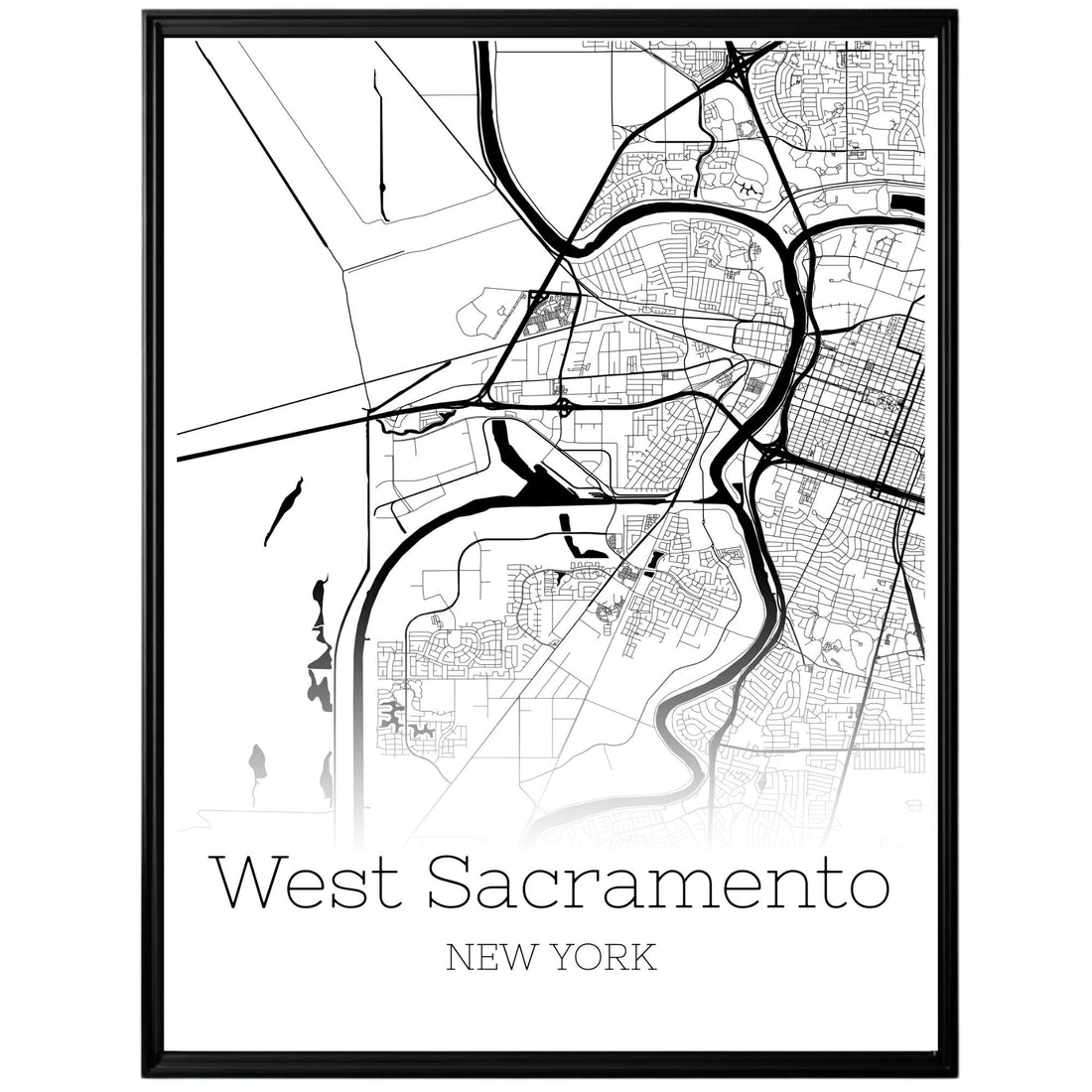 West Sacramento California City Map Poster - GroovyGrove