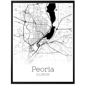 Peoria Illinois City Map Poster - GroovyGrove