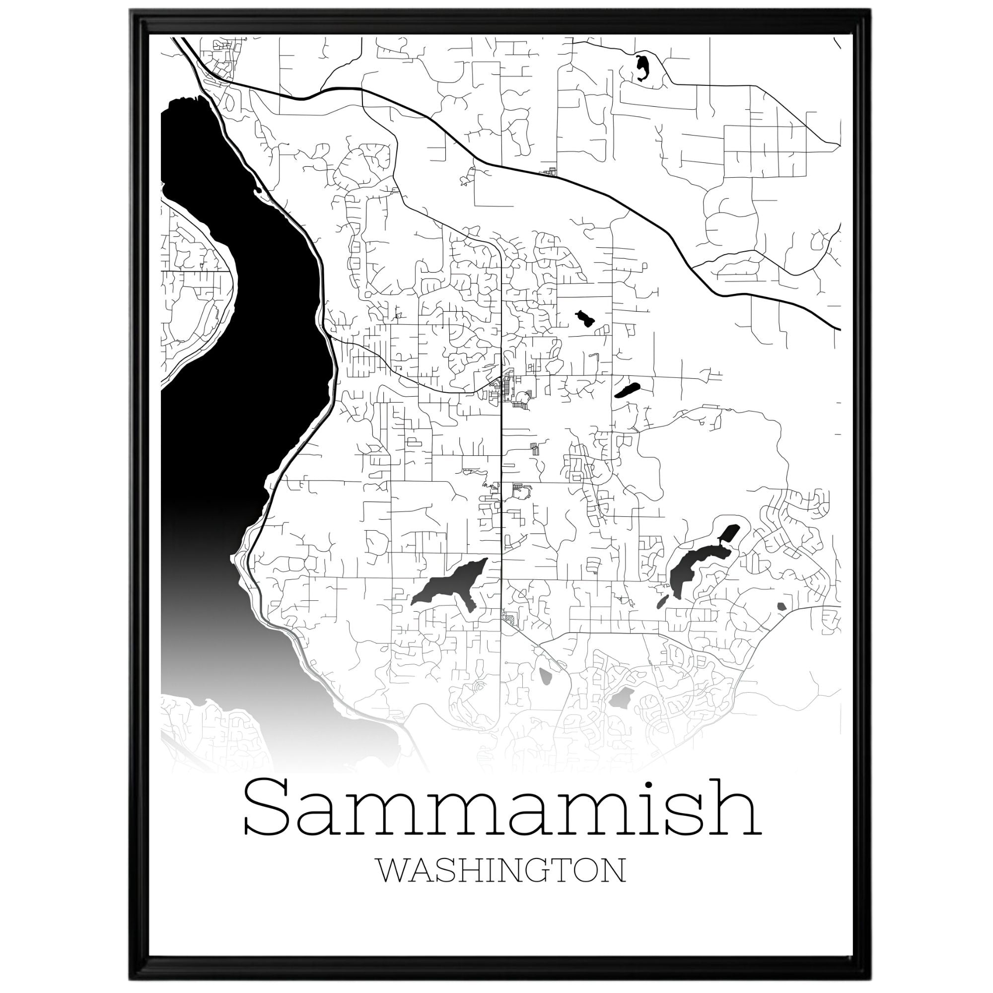 Sammamish Washington City Map Poster - GroovyGrove