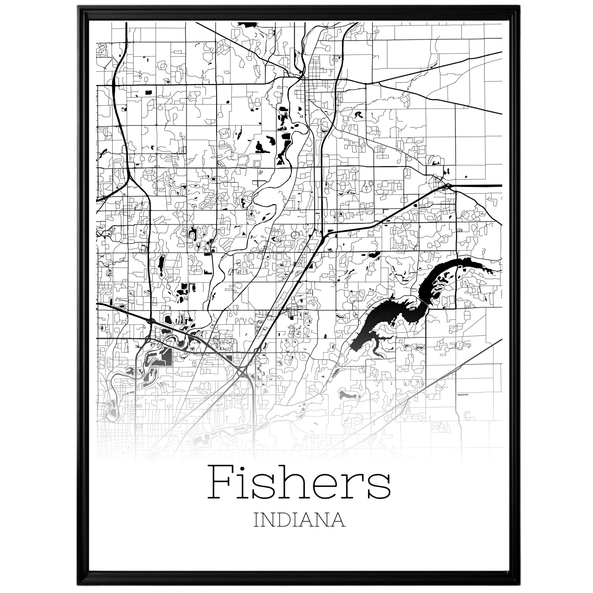 Fishers Indiana City Map Poster - GroovyGrove