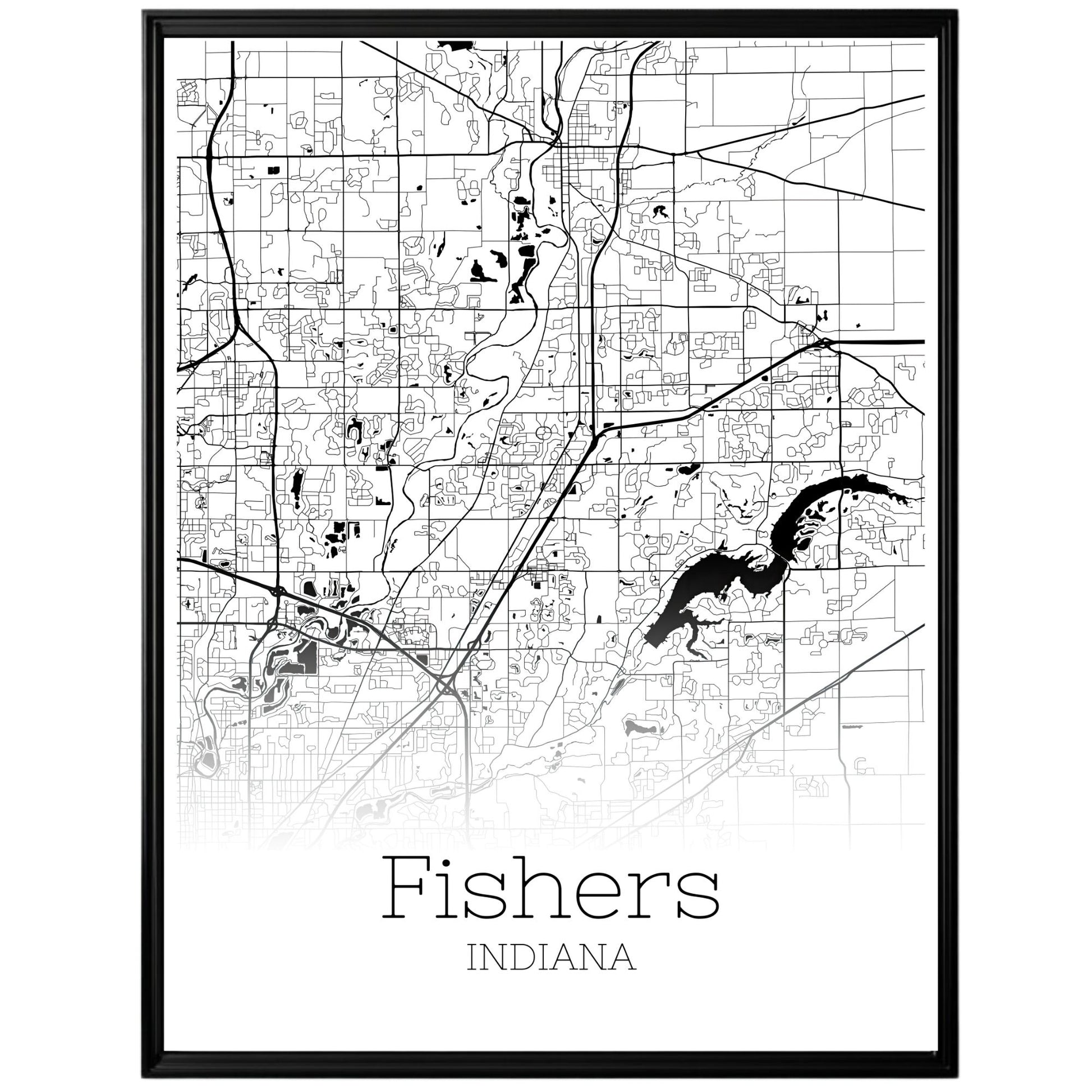 Fishers Indiana City Map Poster - GroovyGrove