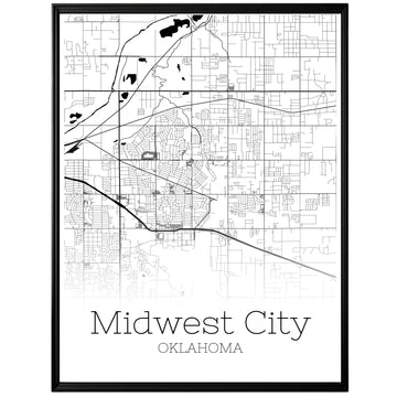 Midwest City Oklahoma Map Poster - GroovyGrove