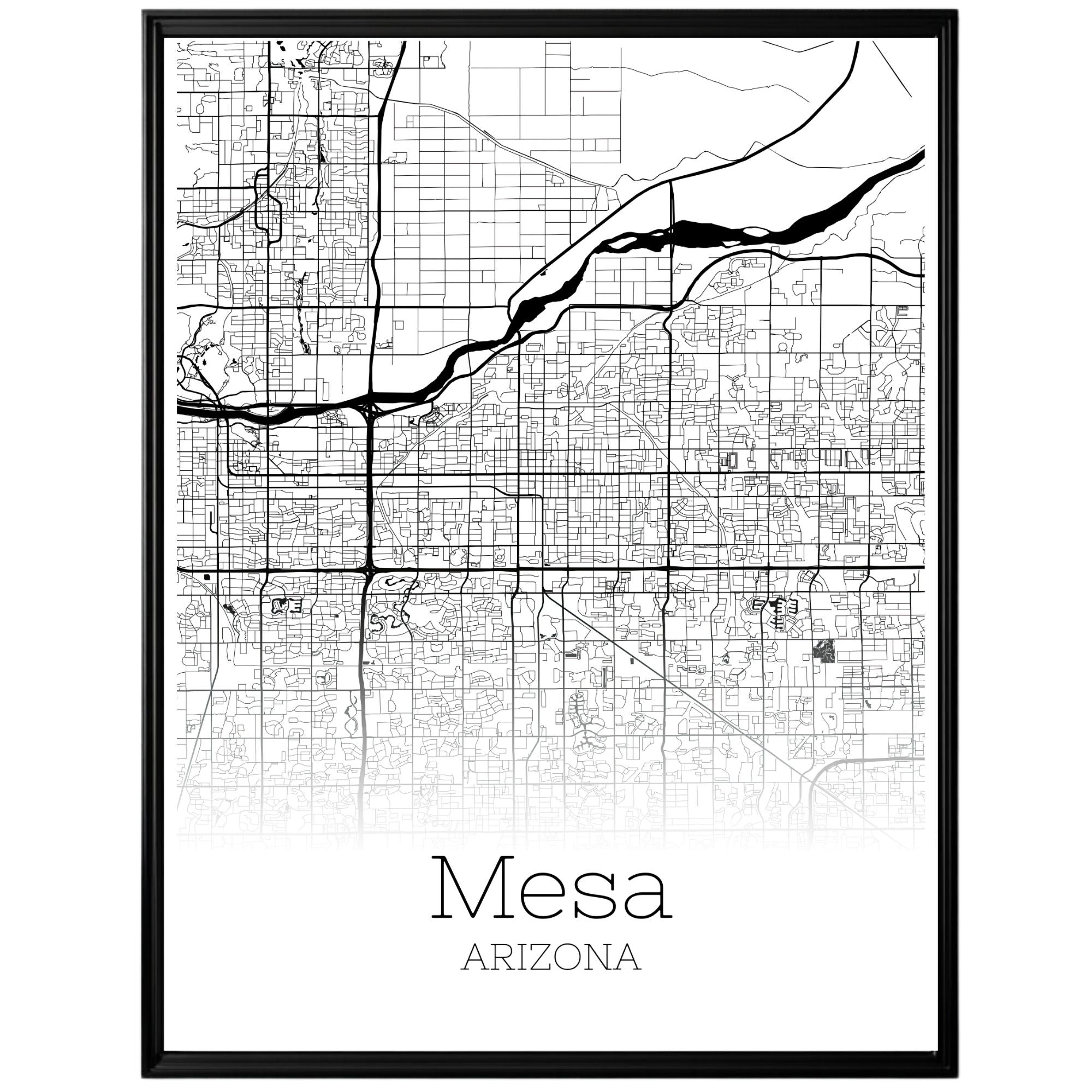 Mesa Arizona City Map Poster - GroovyGrove