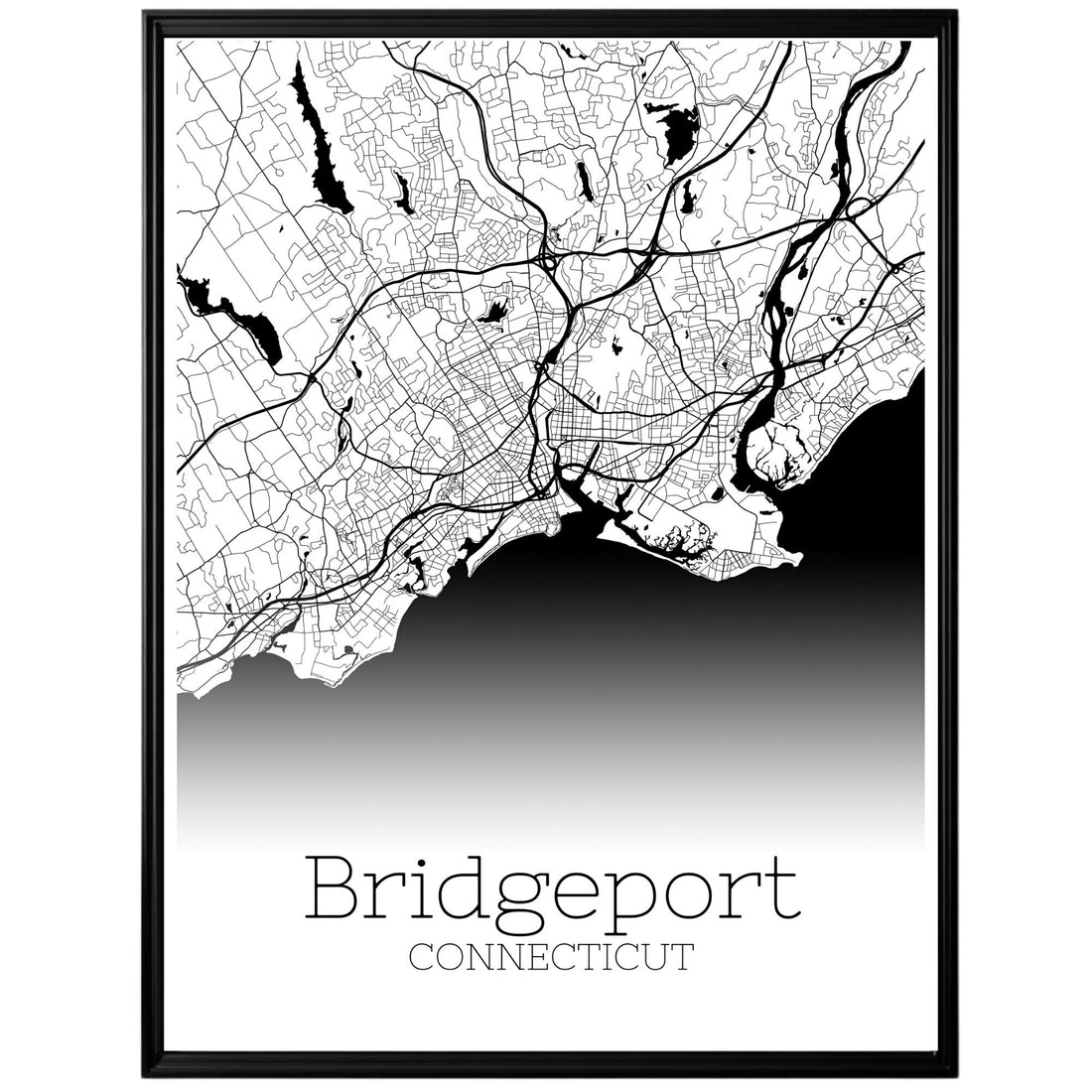 Bridgeport Connecticut City Map Poster - GroovyGrove