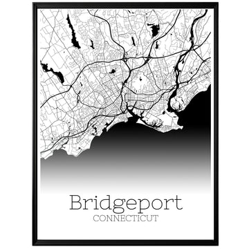 Bridgeport Connecticut City Map Poster - GroovyGrove