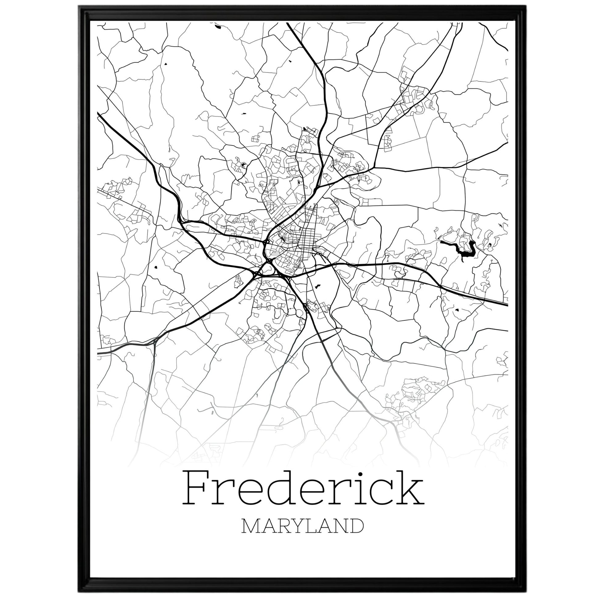 Frederick Maryland City Map Poster - GroovyGrove