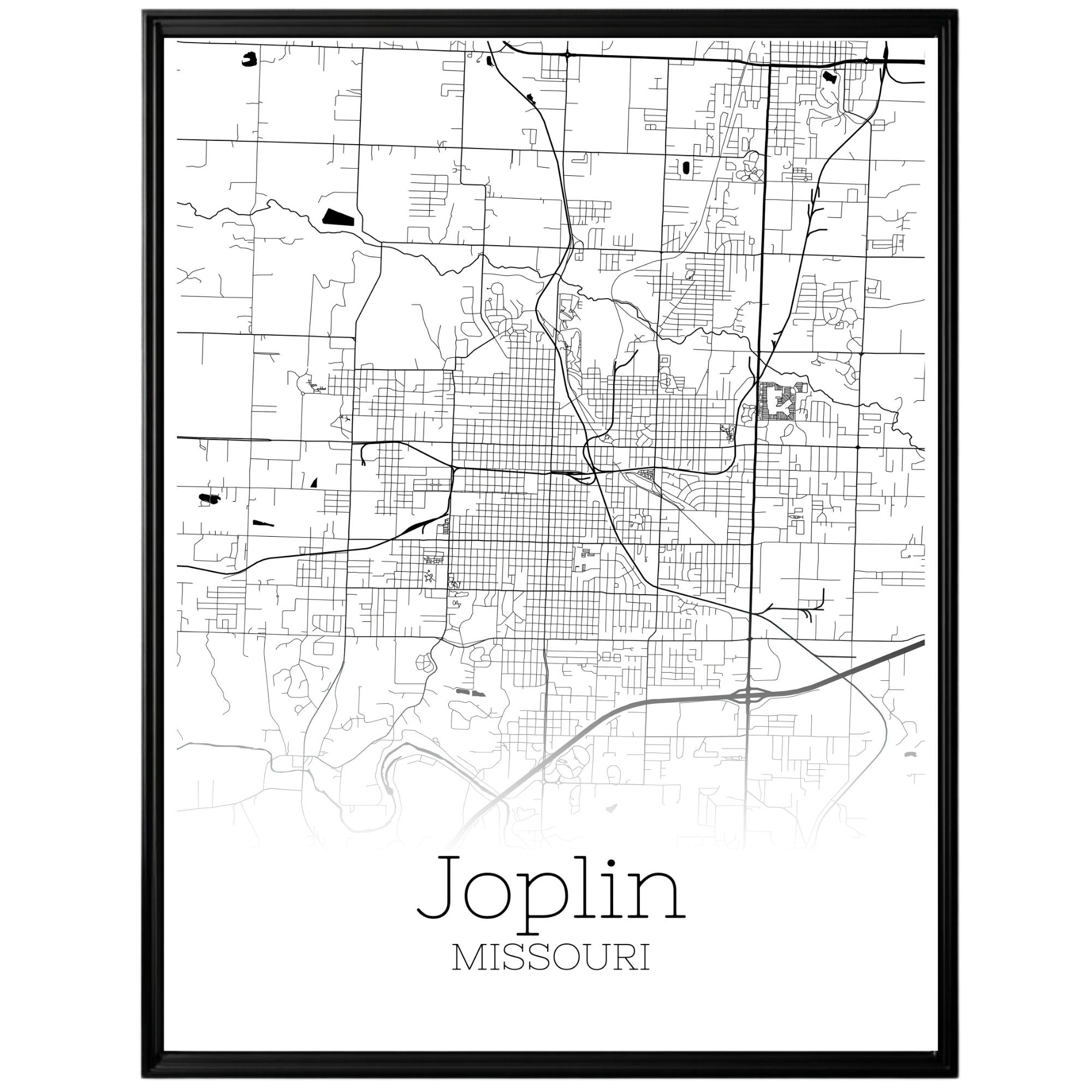 Joplin Missouri City Map Poster - GroovyGrove