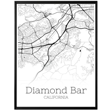 Diamond Bar California City Map Poster - GroovyGrove