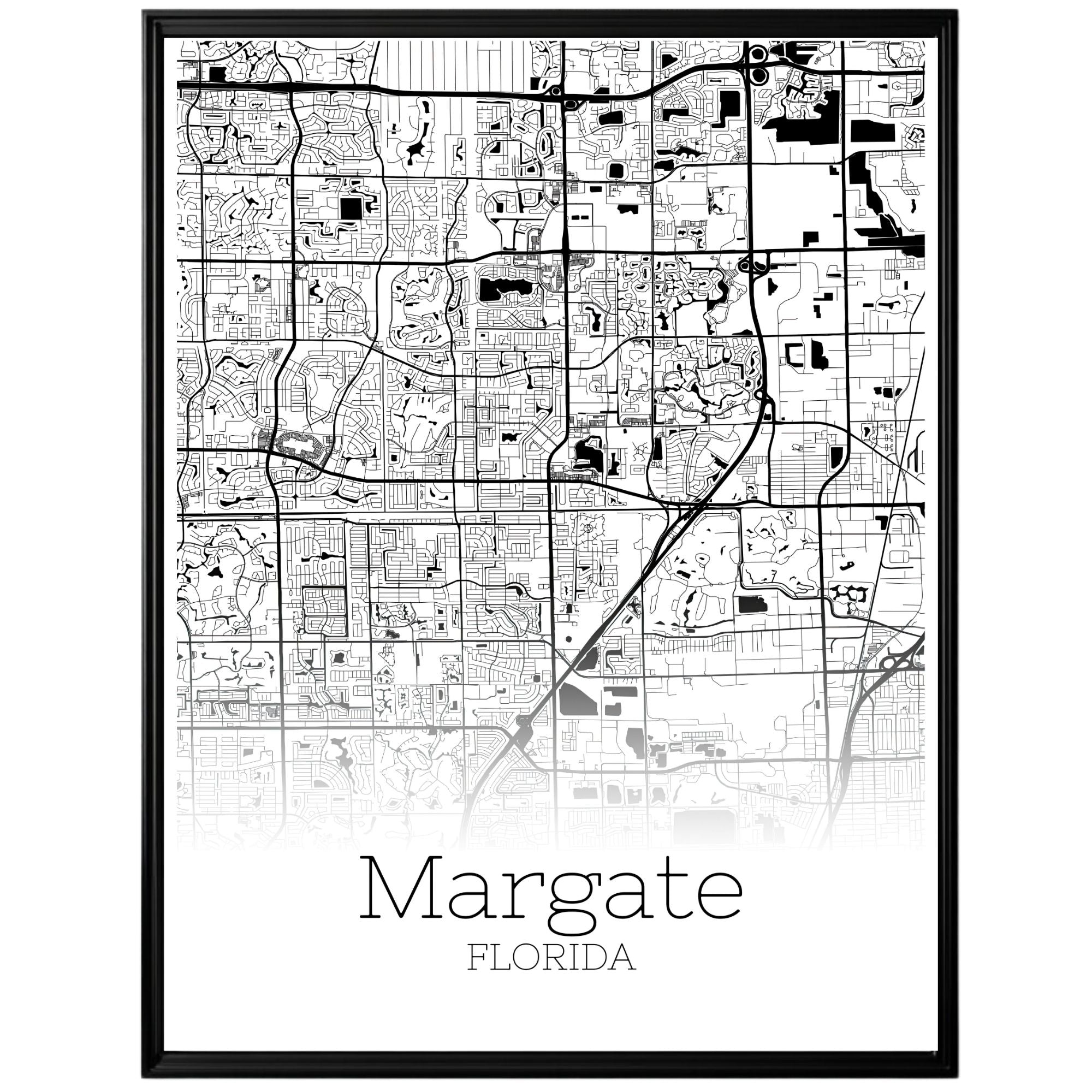 Margate Florida City Map Poster - GroovyGrove