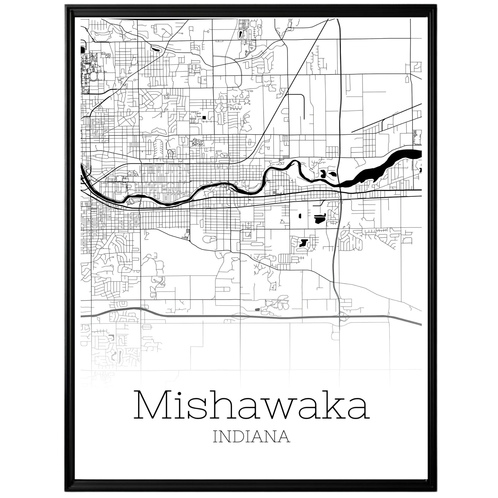 Mishawaka Indiana City Map Poster - GroovyGrove