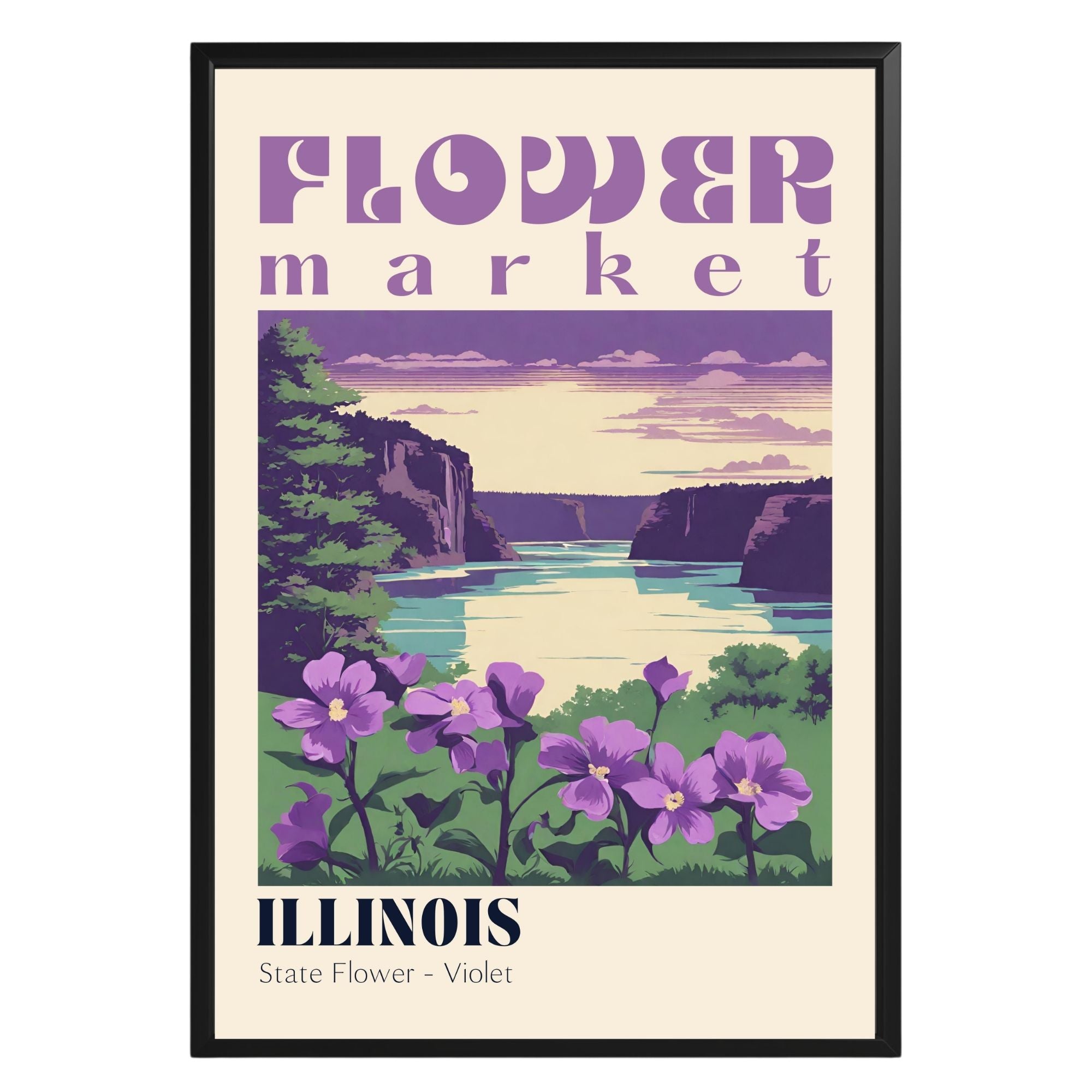 Illinois Flower Market Vintage Poster - GroovyGrove