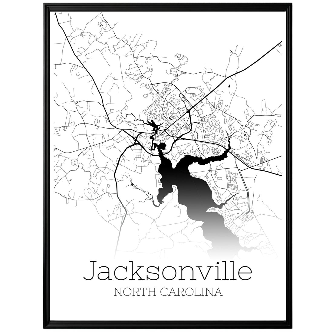 Jacksonville North Carolina City Map Poster - GroovyGrove