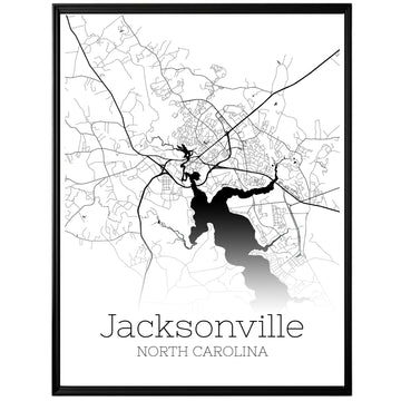 Jacksonville North Carolina City Map Poster - GroovyGrove