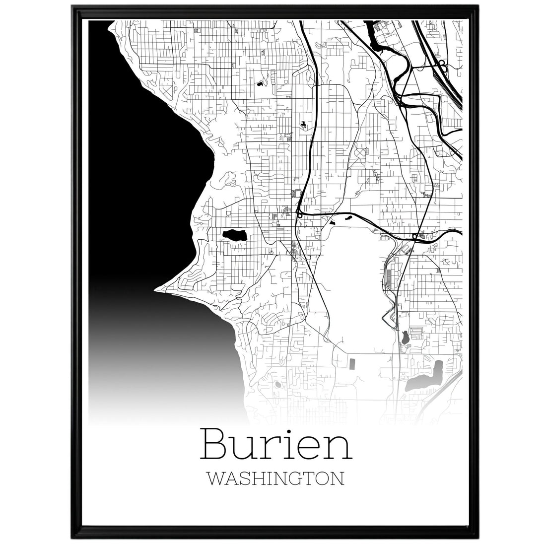 Burien Washington City Map Poster - GroovyGrove