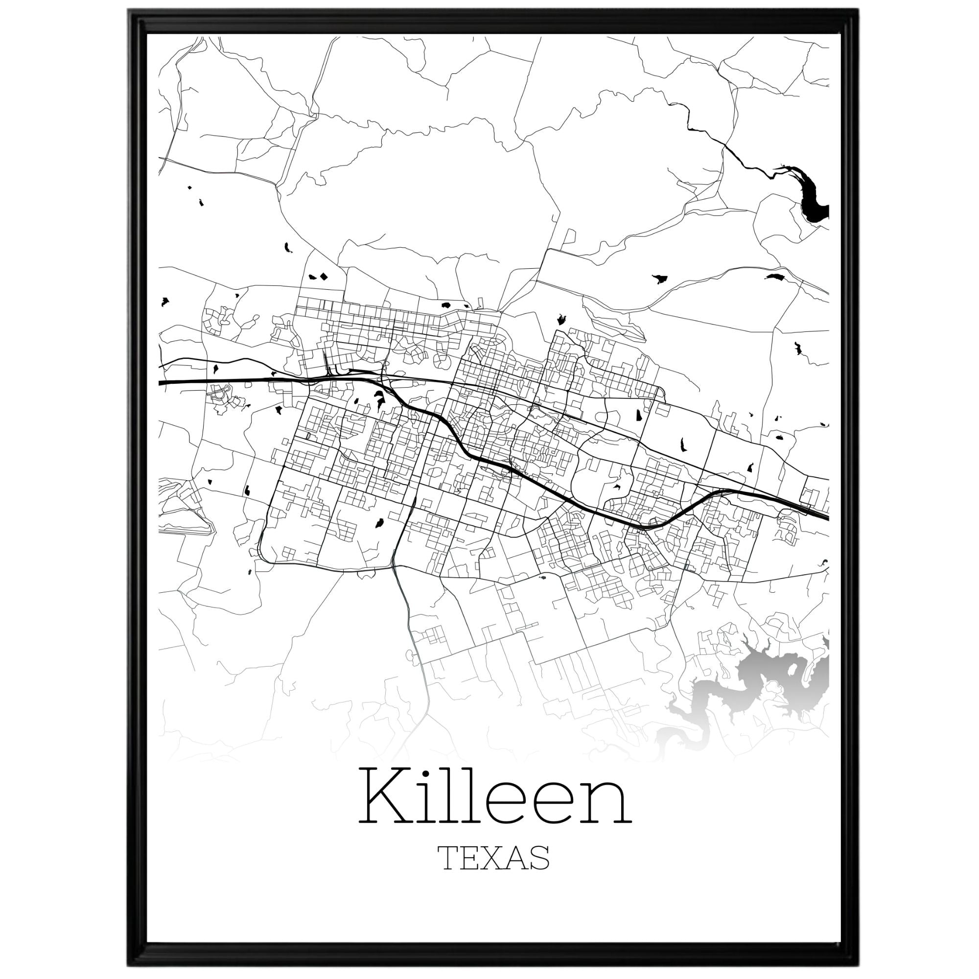 Killeen Texas City Map Poster - GroovyGrove