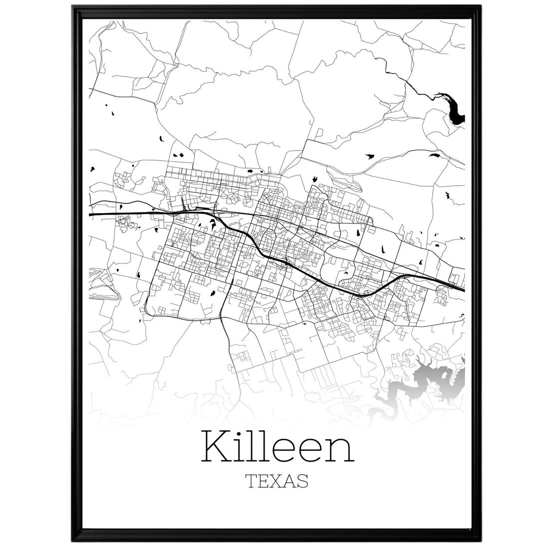 Killeen Texas City Map Poster - GroovyGrove