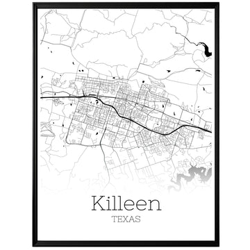 Killeen Texas City Map Poster - GroovyGrove