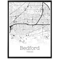 Bedford Texas City Map Poster - GroovyGrove