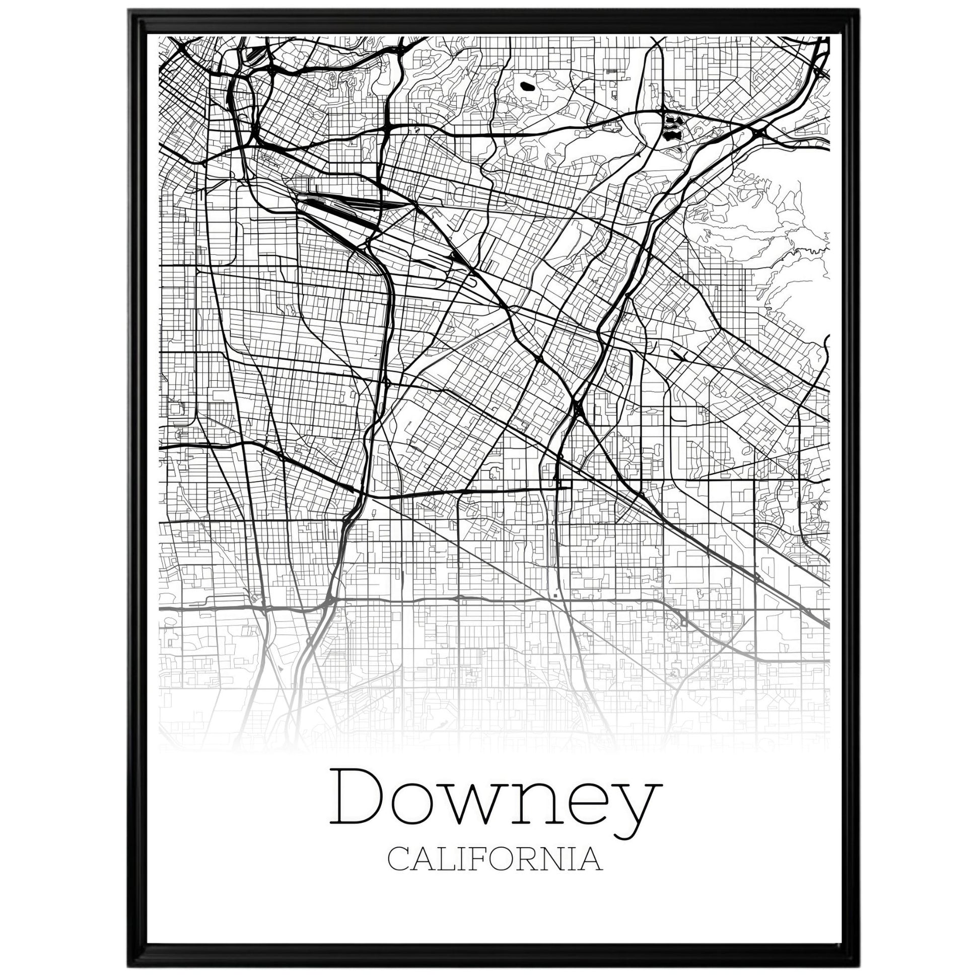 Downey California City Map Poster - GroovyGrove