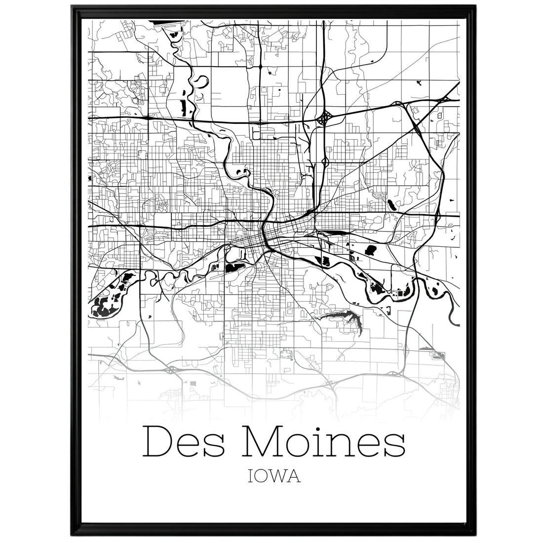 Des Moines Iowa City Map Poster - GroovyGrove