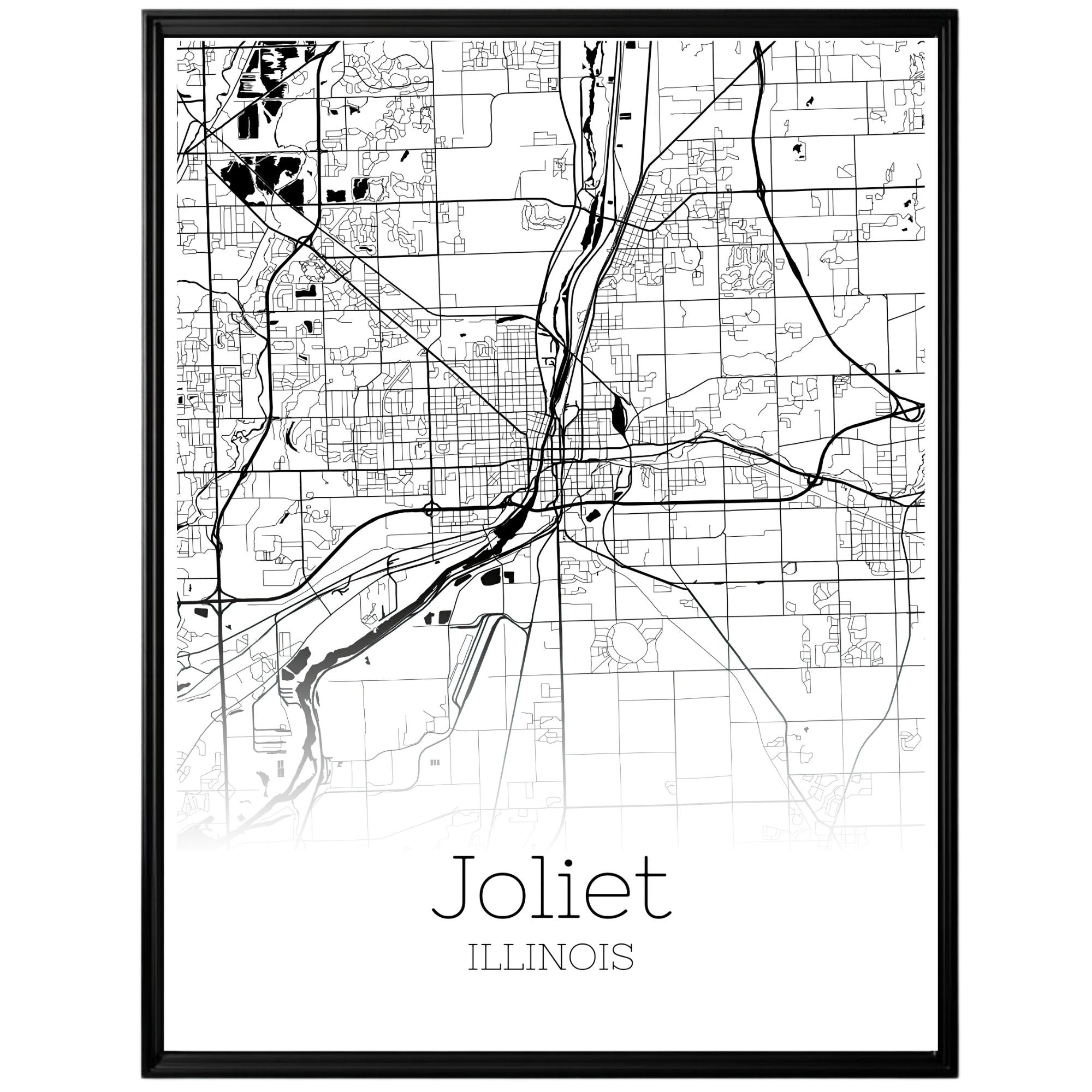 Joliet Illinois City Map Poster - GroovyGrove