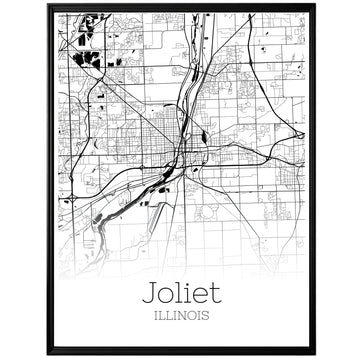 Joliet Illinois City Map Poster - GroovyGrove