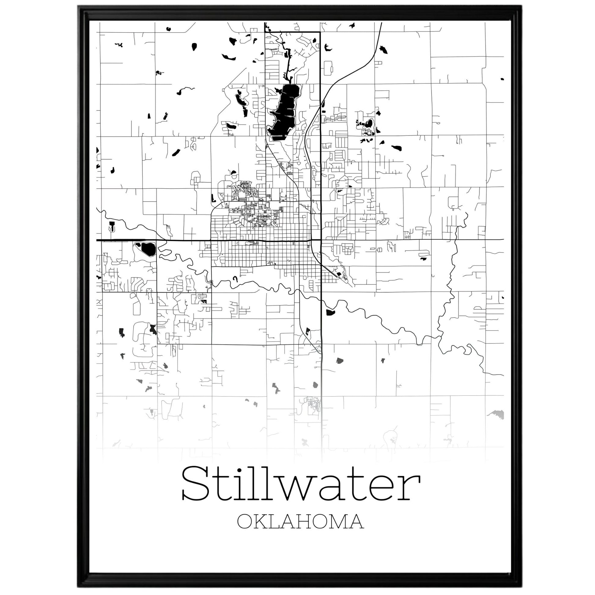 Stillwater Oklahoma City Map Poster - GroovyGrove