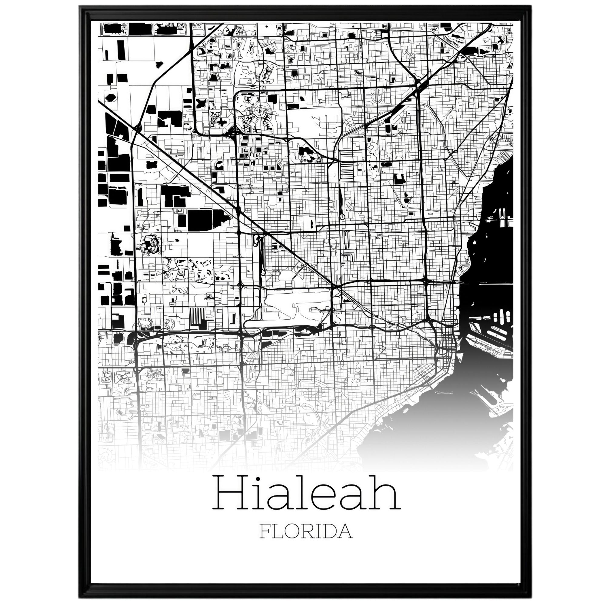 Hialeah Florida City Map Poster - GroovyGrove