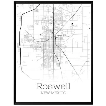 Roswell New Mexico City Map Poster - GroovyGrove