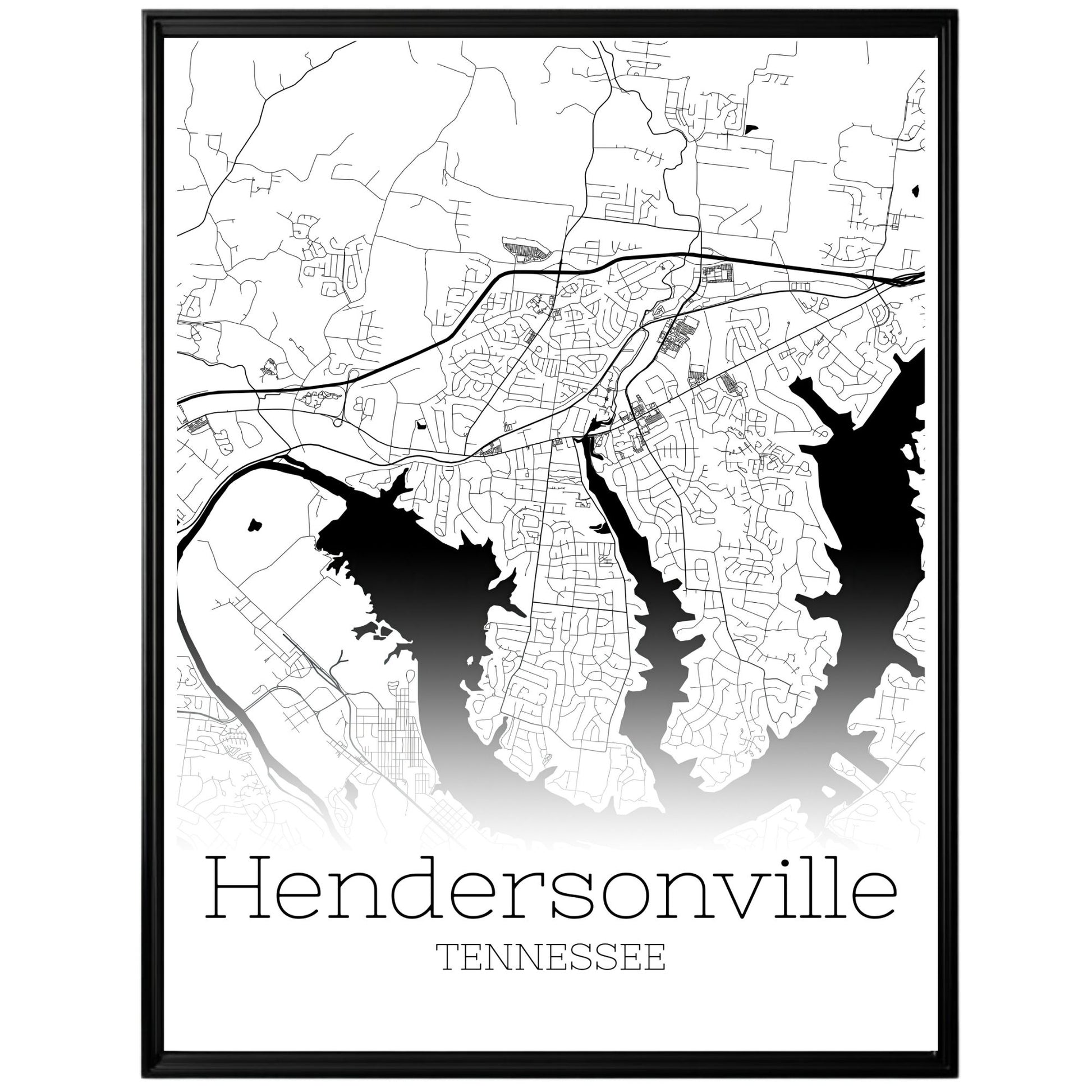 Hendersonville Tennessee City Map Poster - GroovyGrove