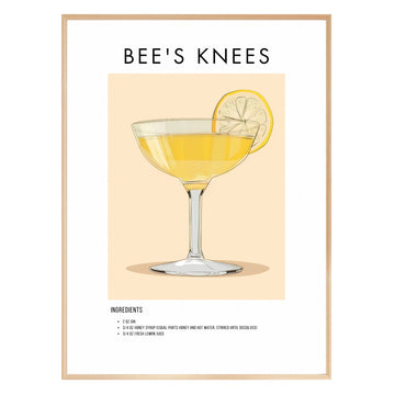 Bee's Knees Retro Cocktail Poster - GroovyGrove