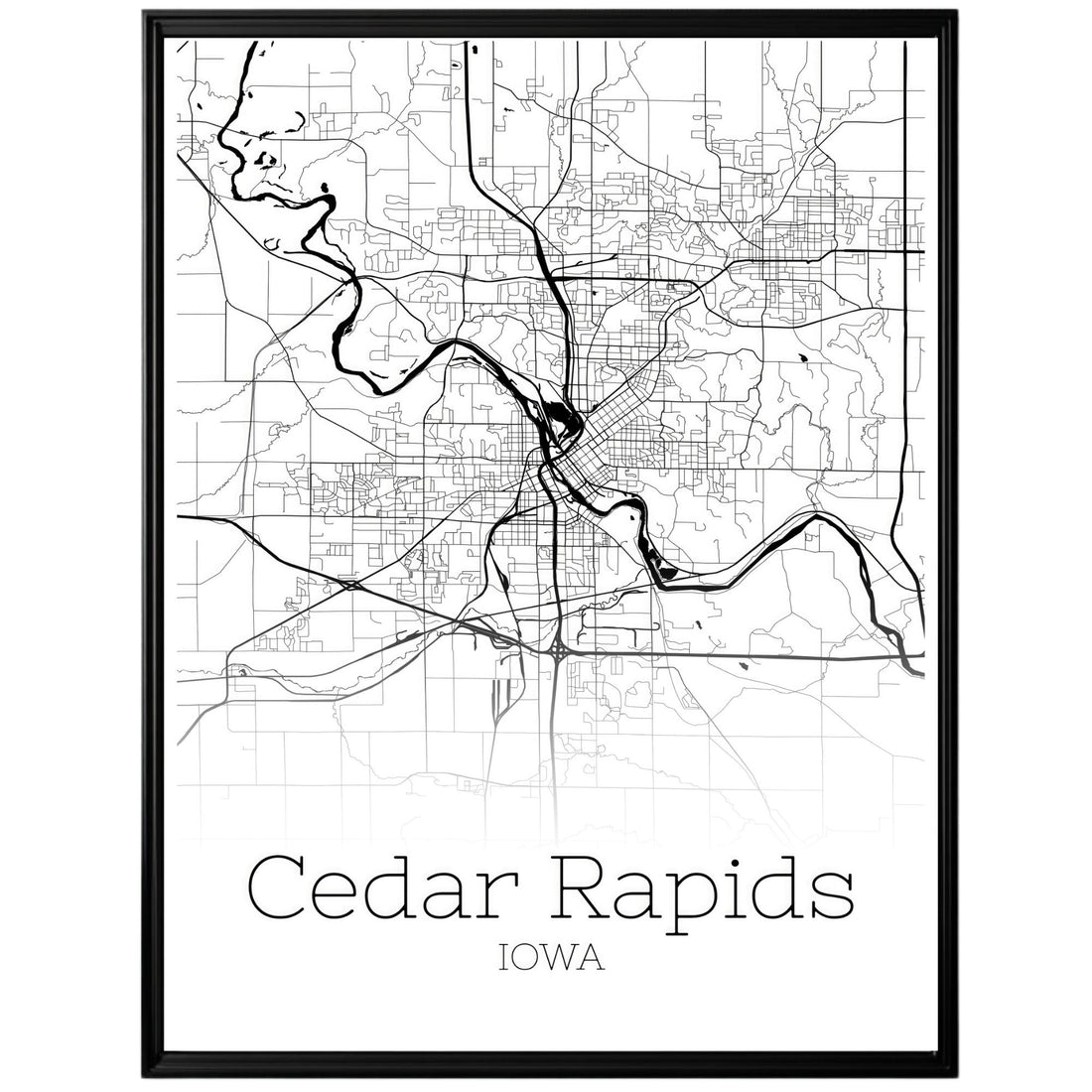 Cedar Rapids Iowa City Map Poster - GroovyGrove