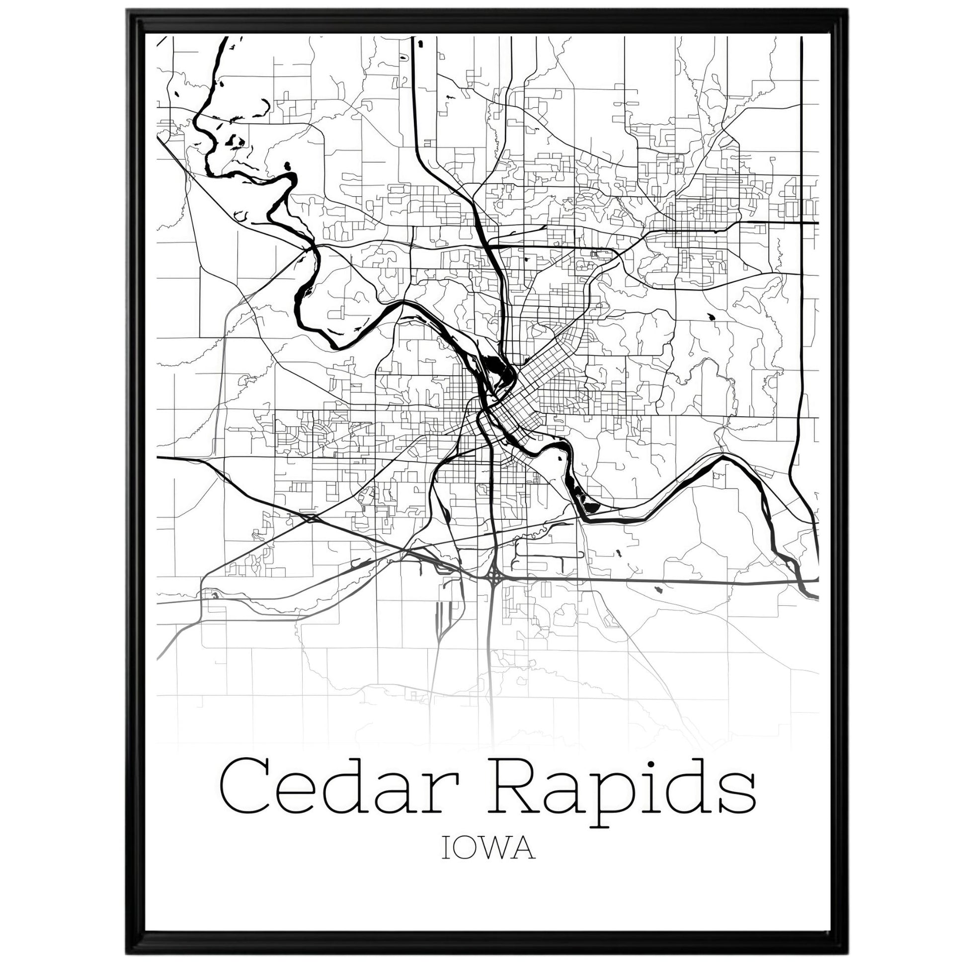 Cedar Rapids Iowa City Map Poster - GroovyGrove