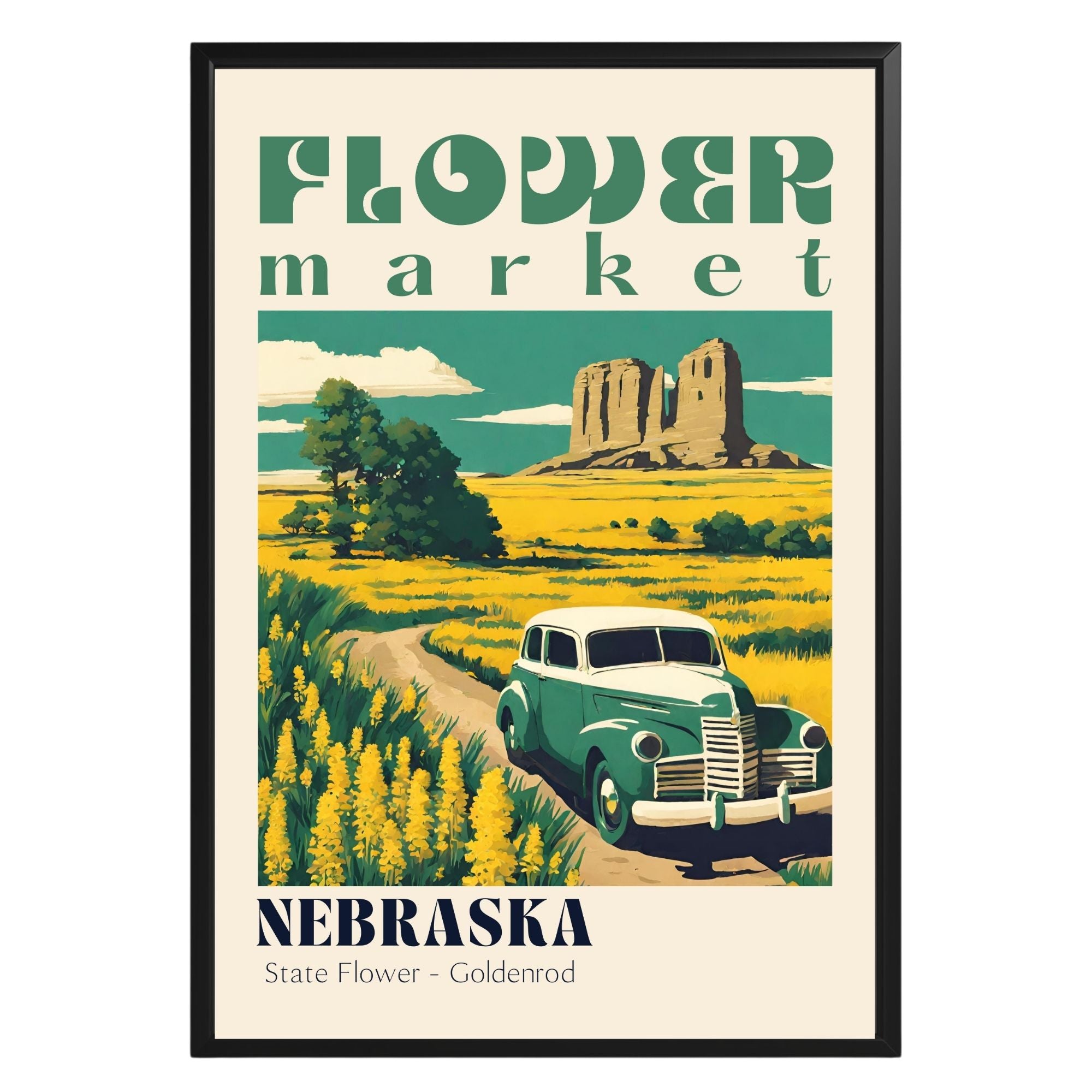 Nebraska Flower Market Vintage Poster - GroovyGrove