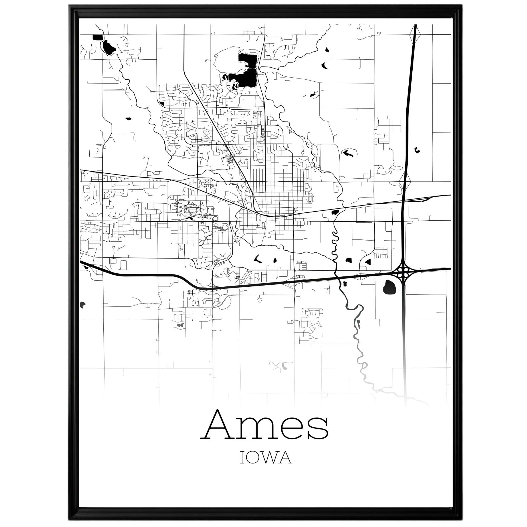 Ames Iowa City Map Poster - GroovyGrove