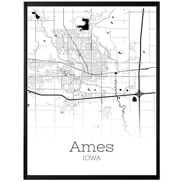 Ames Iowa City Map Poster - GroovyGrove