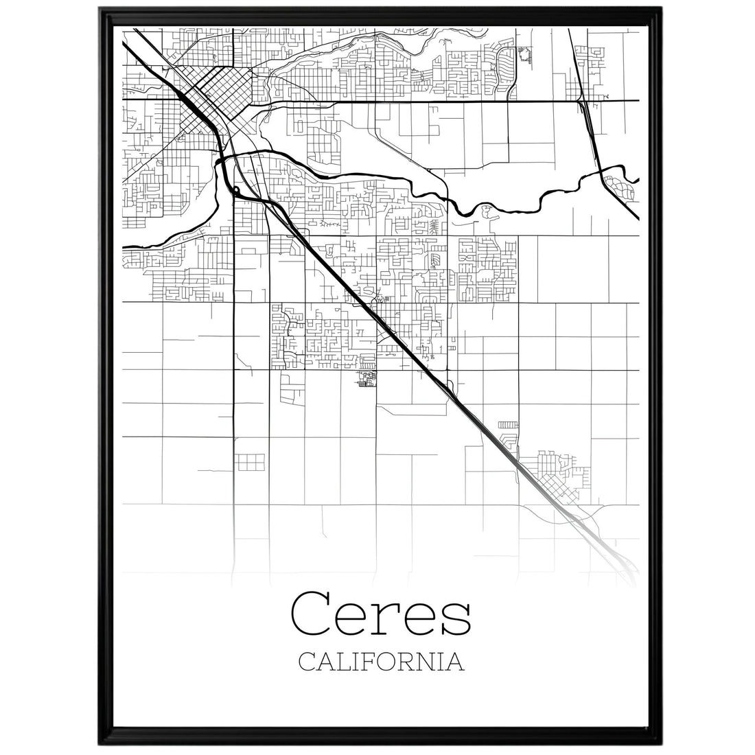 Ceres California City Map Poster - GroovyGrove