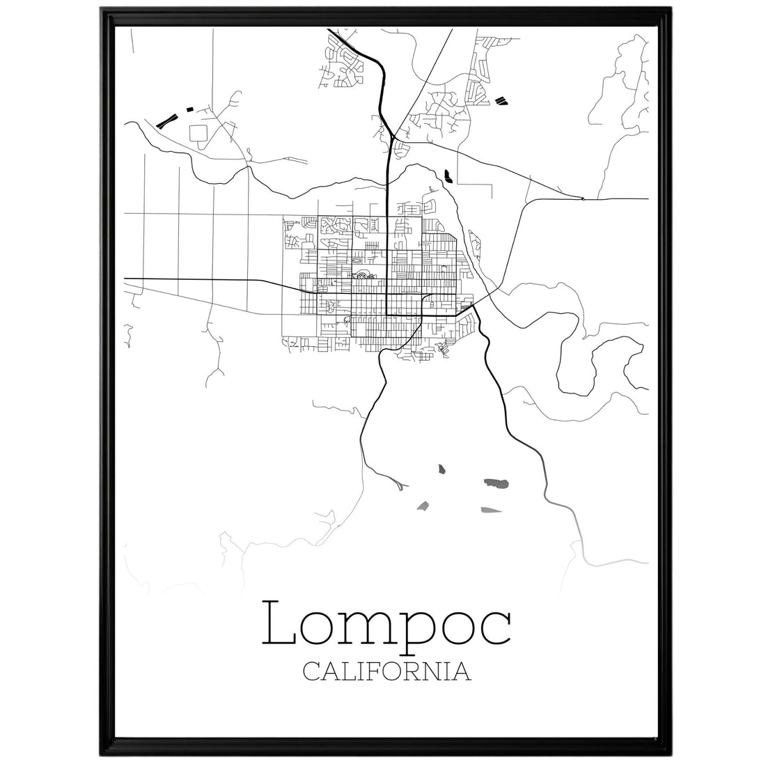 Lompoc California City Map Poster - GroovyGrove