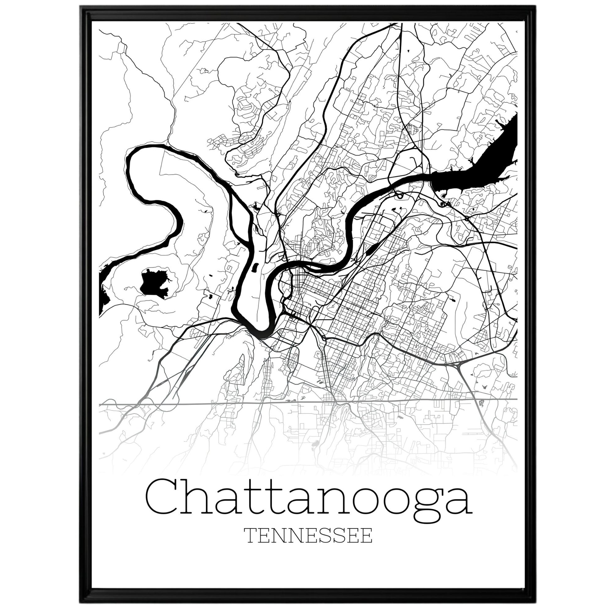 Chattanooga Tennessee City Map Poster - GroovyGrove