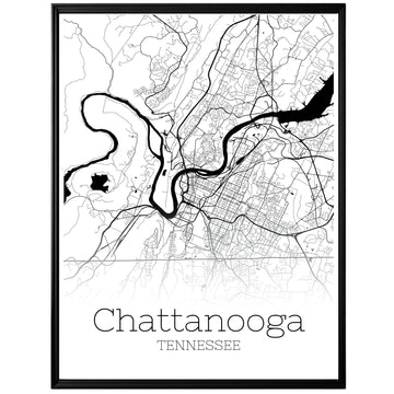 Chattanooga Tennessee City Map Poster - GroovyGrove