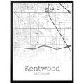 Kentwood Michigan City Map Poster - GroovyGrove