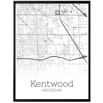 Kentwood Michigan City Map Poster - GroovyGrove