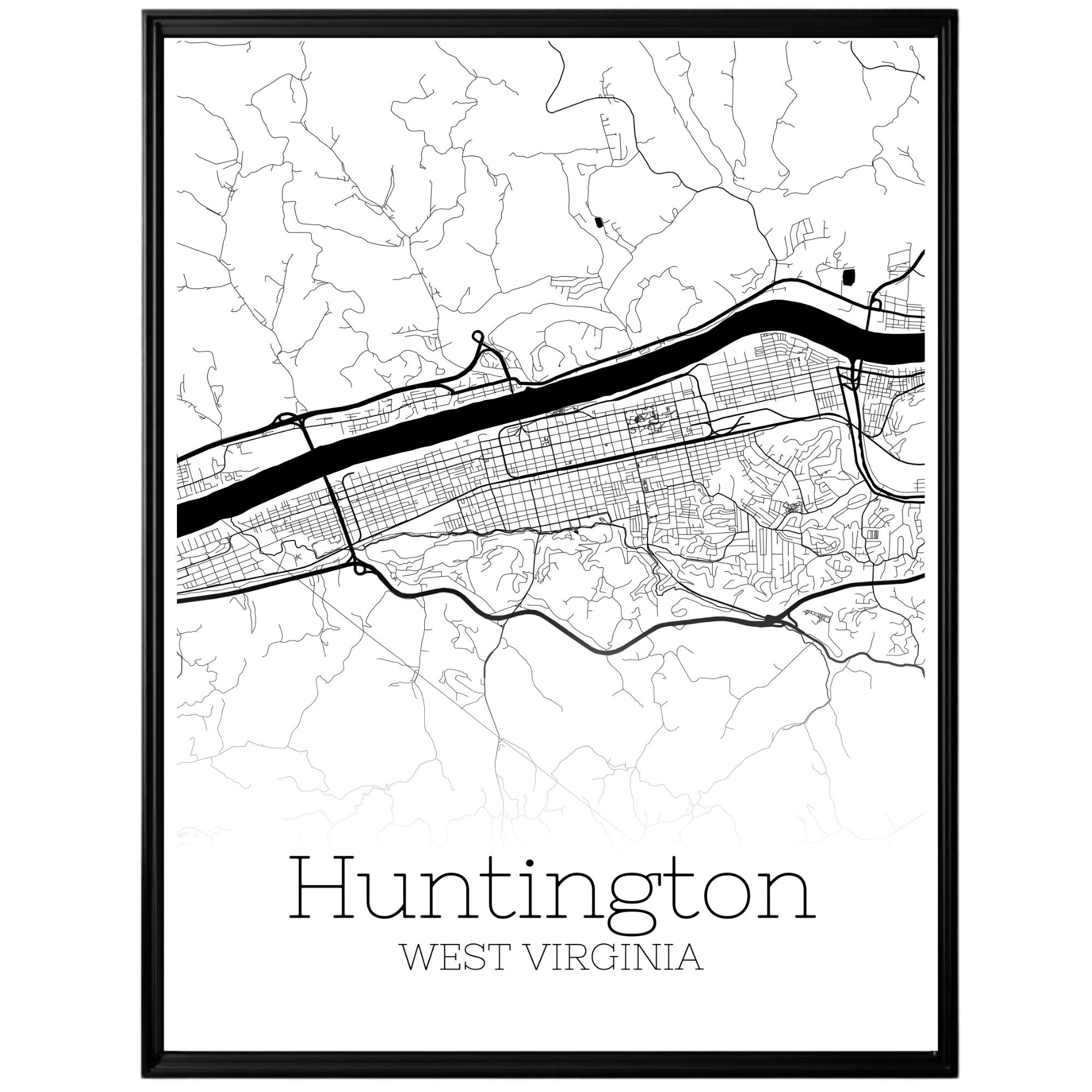 Huntington West Virginia City Map Poster - GroovyGrove