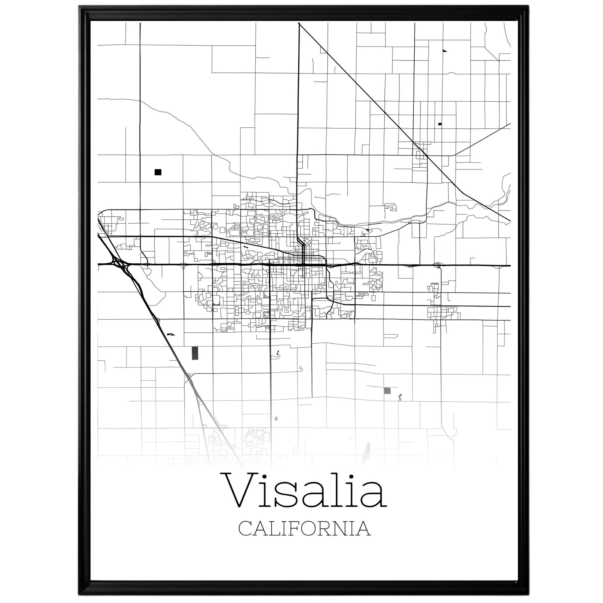 Visalia California City Map Poster - GroovyGrove