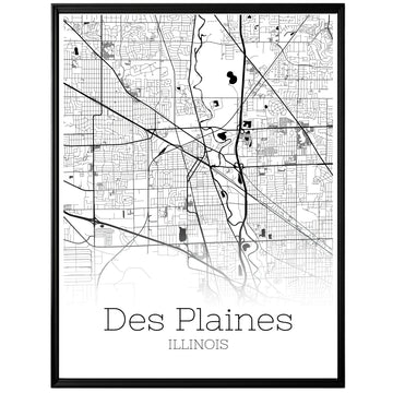 Des Plaines Illinois City Map Poster - GroovyGrove