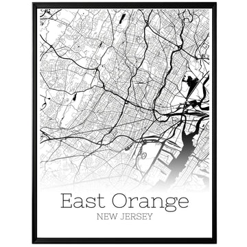 East Orange New Jersey City Map Poster - GroovyGrove