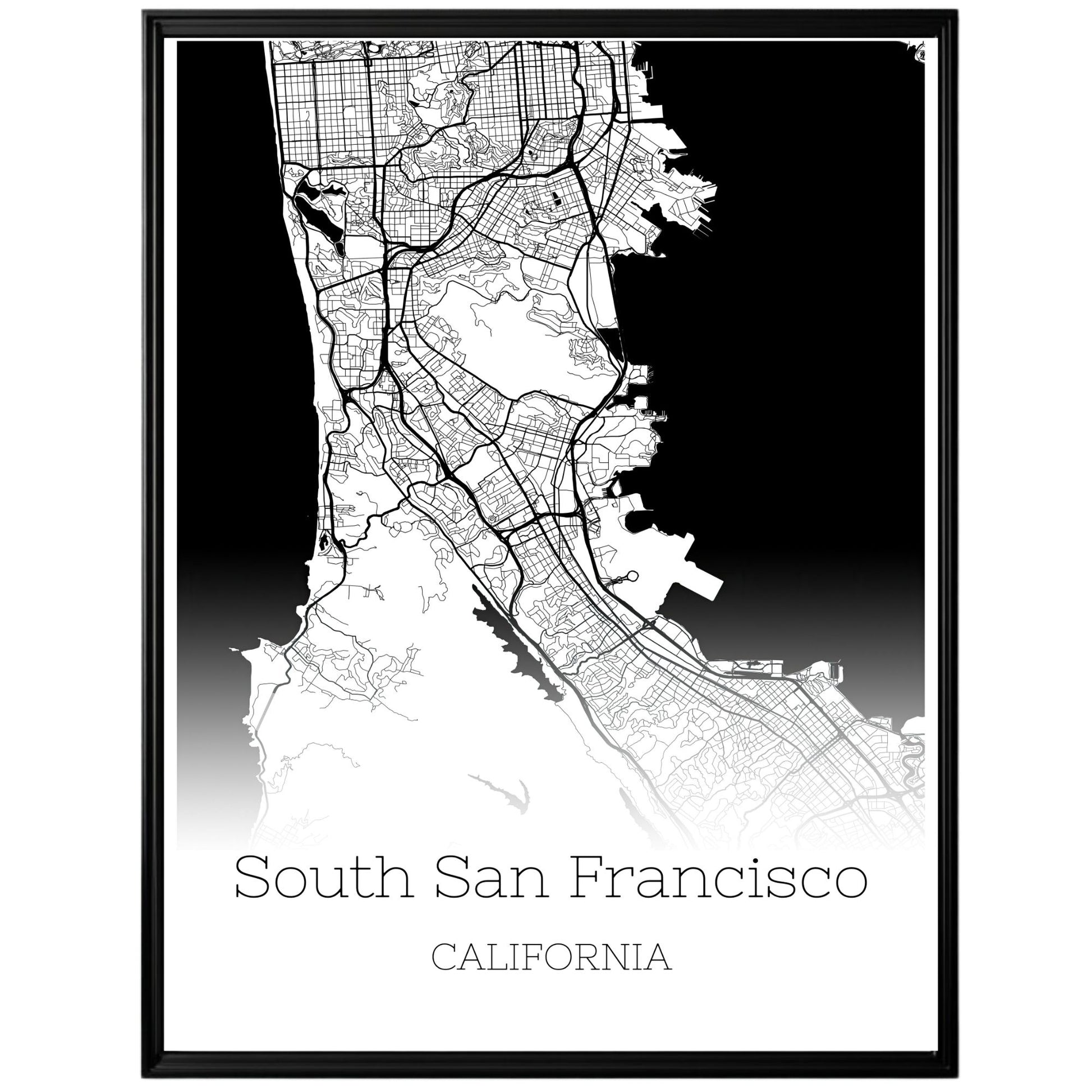 South San Francisco California City Map Poster - GroovyGrove