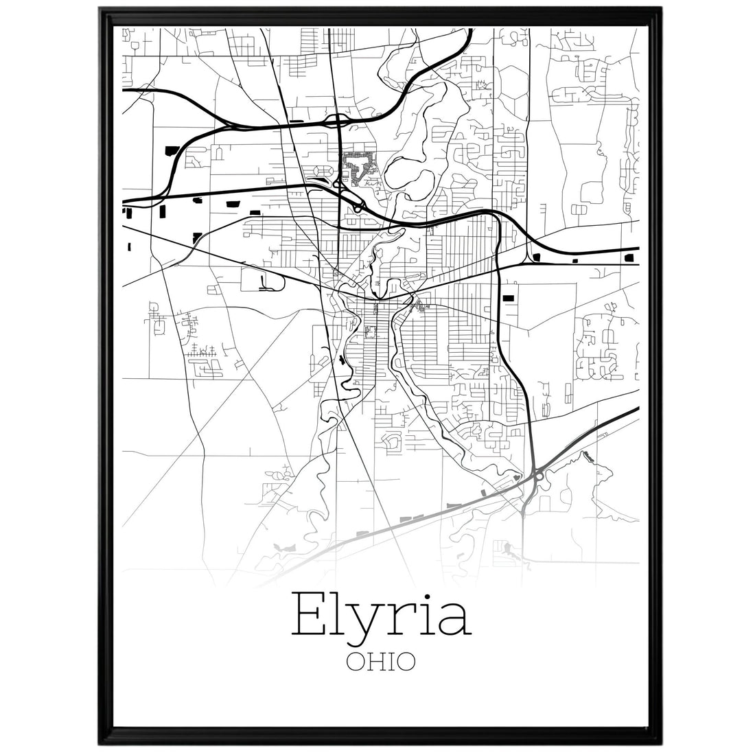 Elyria Ohio City Map Poster - GroovyGrove